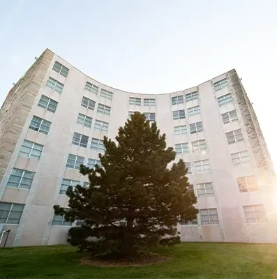 an exterior shot of the CTE dorm building